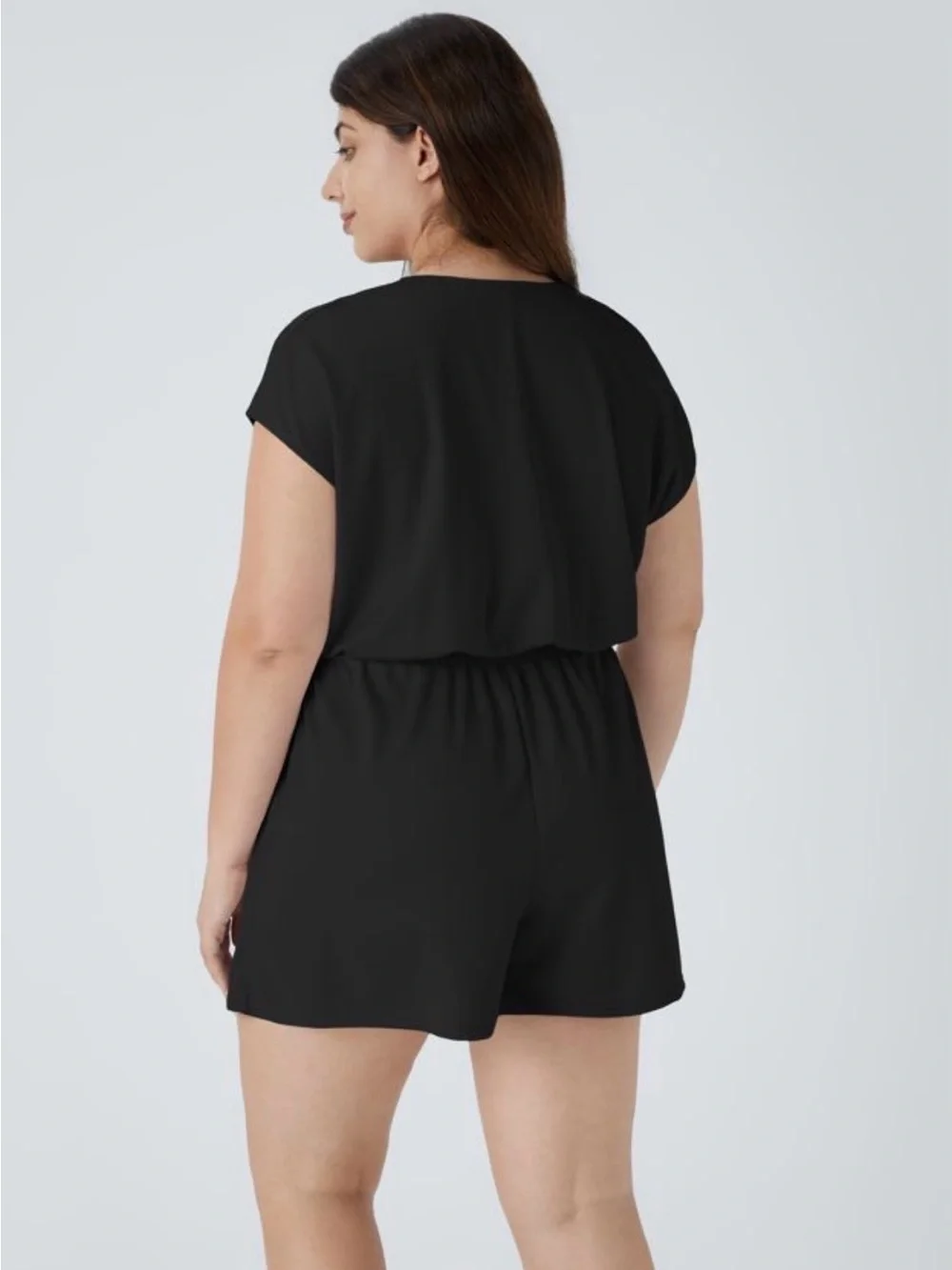 HALARA V Neck Short Sleeve Pocket Waffle Casual Plus Size Jumpsuit